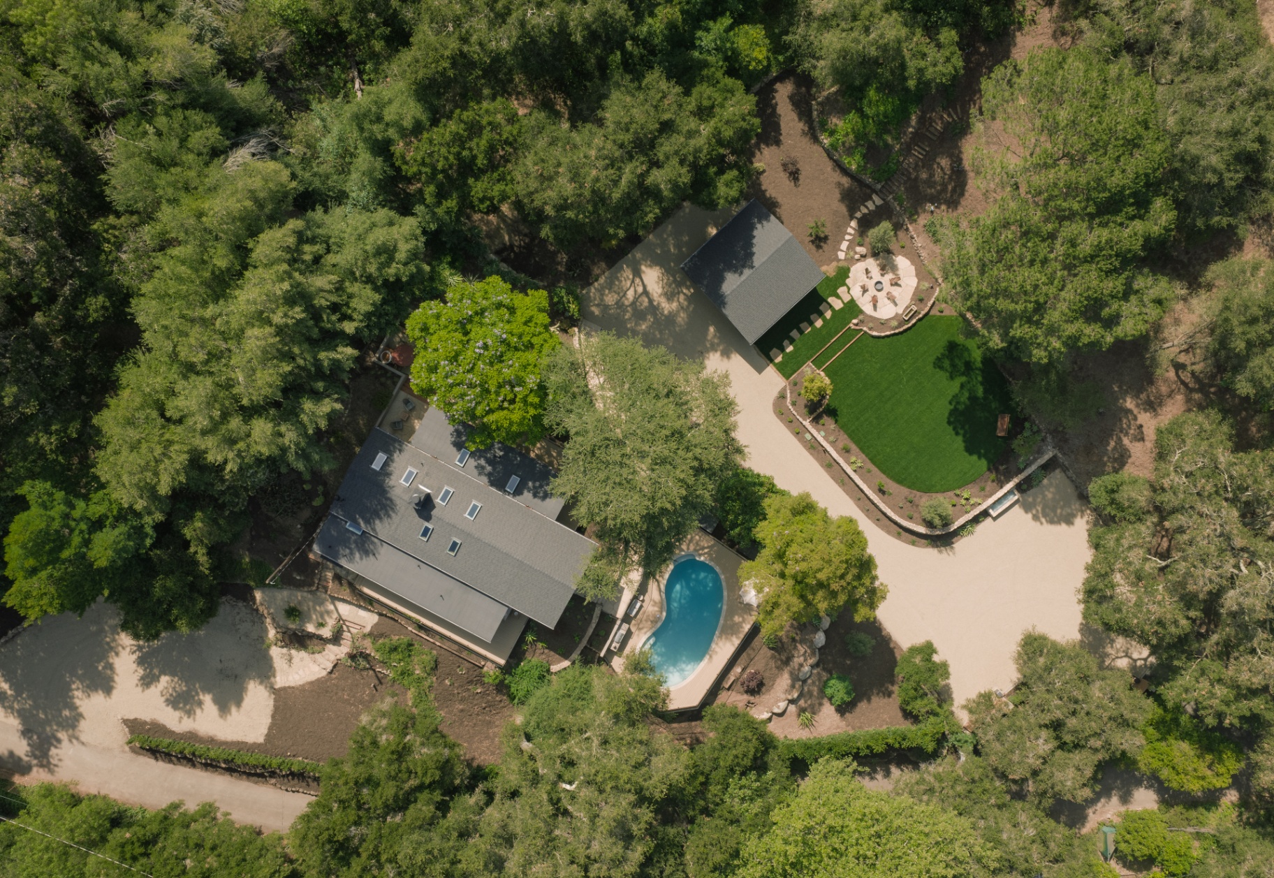 Aerial overview of the full 1.69-acre compound