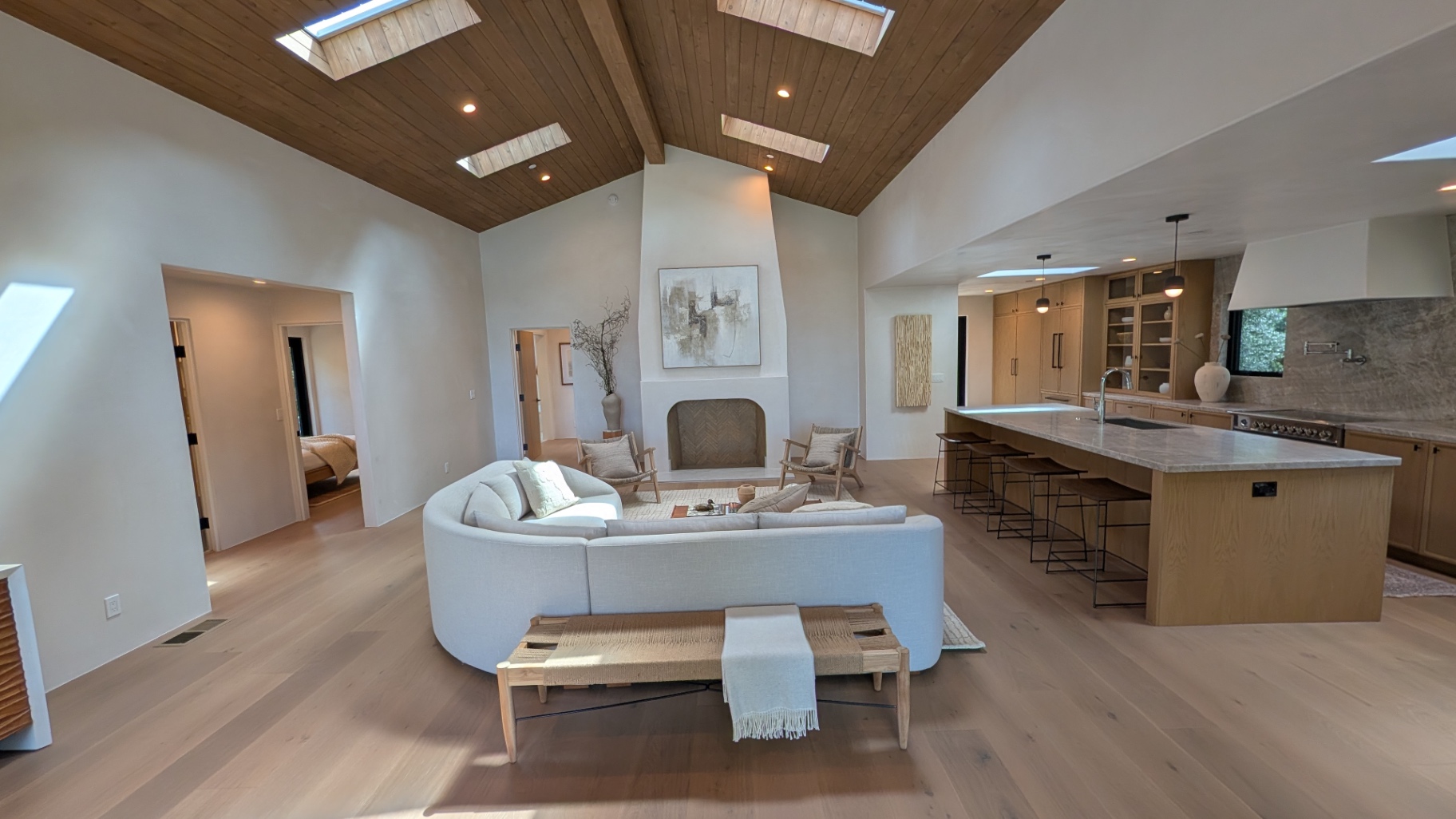 Kitchen and lounge arranged for indoor-outdoor living